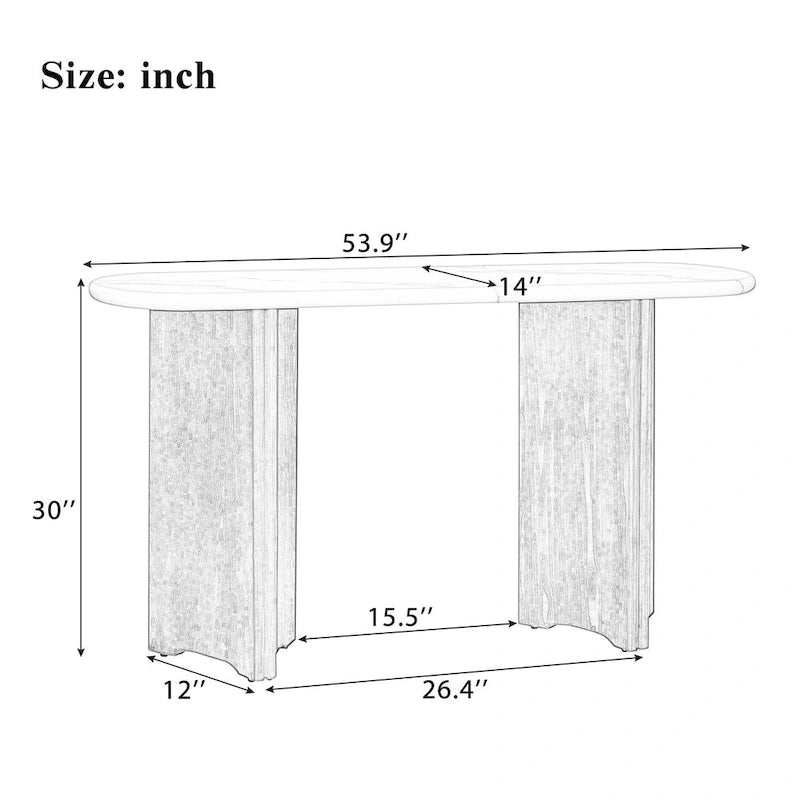 Entryway Console Table, Table with Oval Faux Marble Top for Entrance