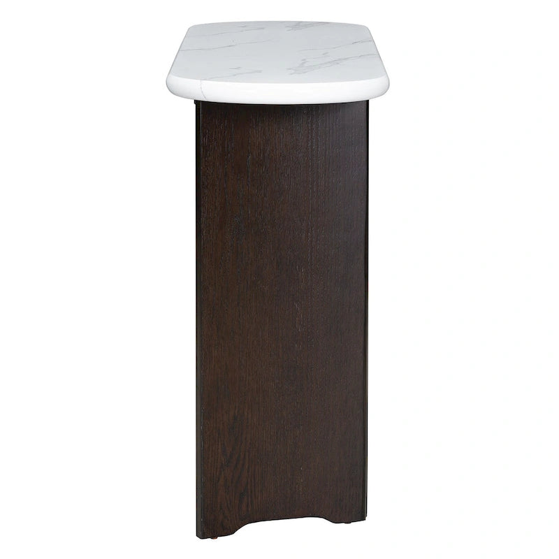 Entryway Console Table, Table with Oval Faux Marble Top for Entrance