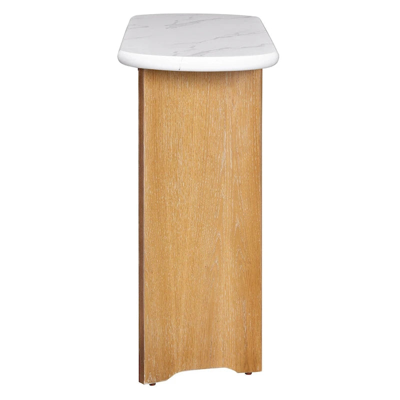 Entryway Console Table, Table with Oval Faux Marble Top for Entrance