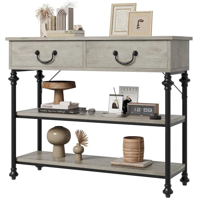 IDEALHOUSE Console Tables with 2 Drawers, Storage Shelves