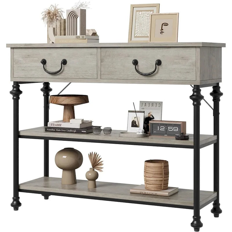 IDEALHOUSE Console Tables with 2 Drawers, Storage Shelves