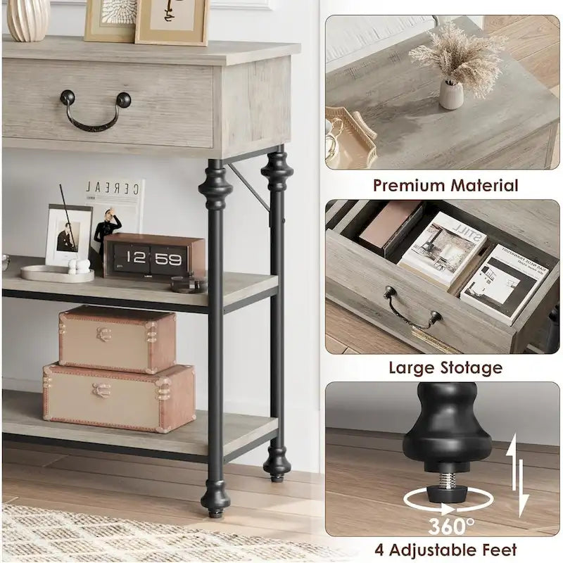 IDEALHOUSE Console Tables with 2 Drawers, Storage Shelves