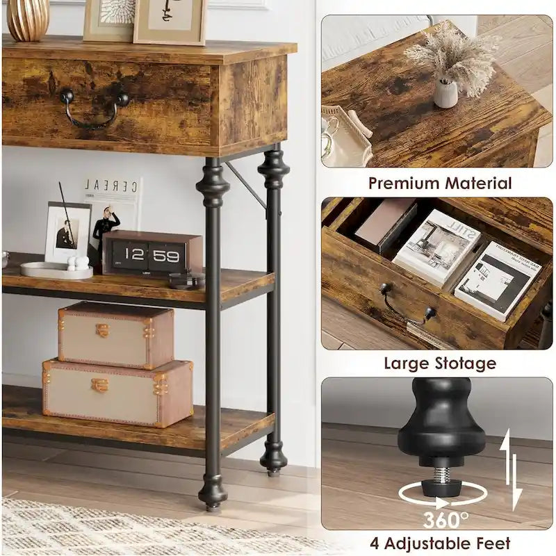 IDEALHOUSE Console Tables with 2 Drawers, Storage Shelves