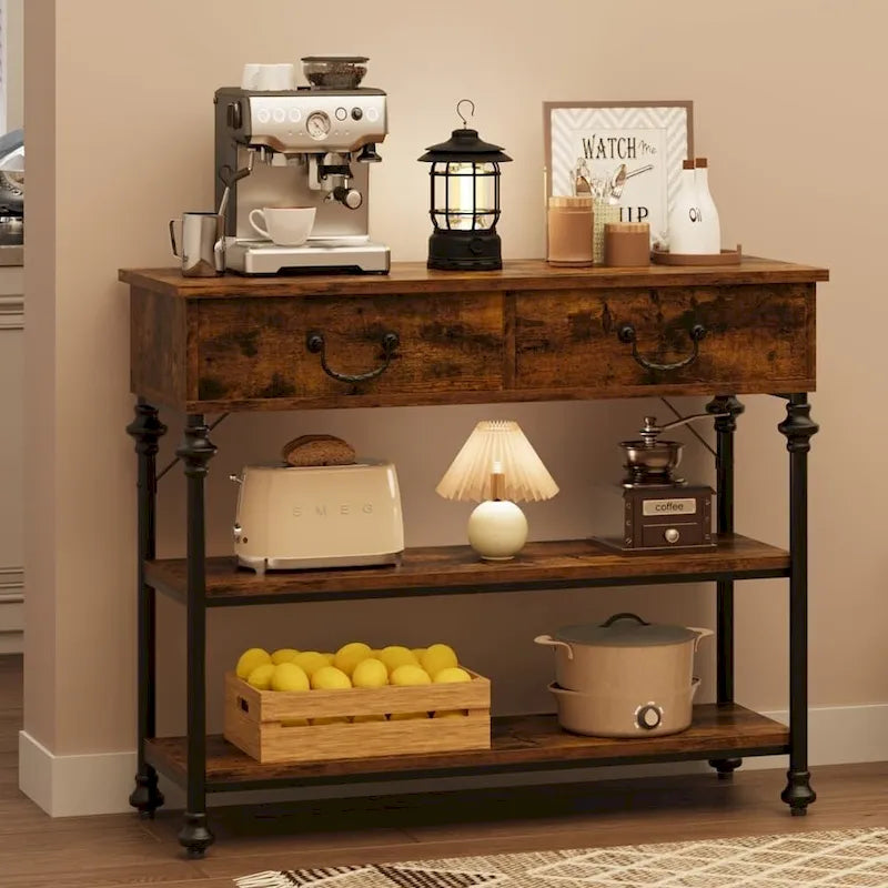 IDEALHOUSE Console Tables with 2 Drawers, Storage Shelves