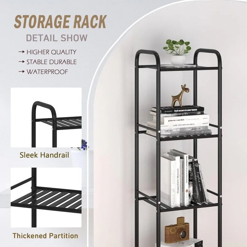 5 Tier Narrow Bathroom Shelving Unit - 13 D x 11 W x 54.7 H