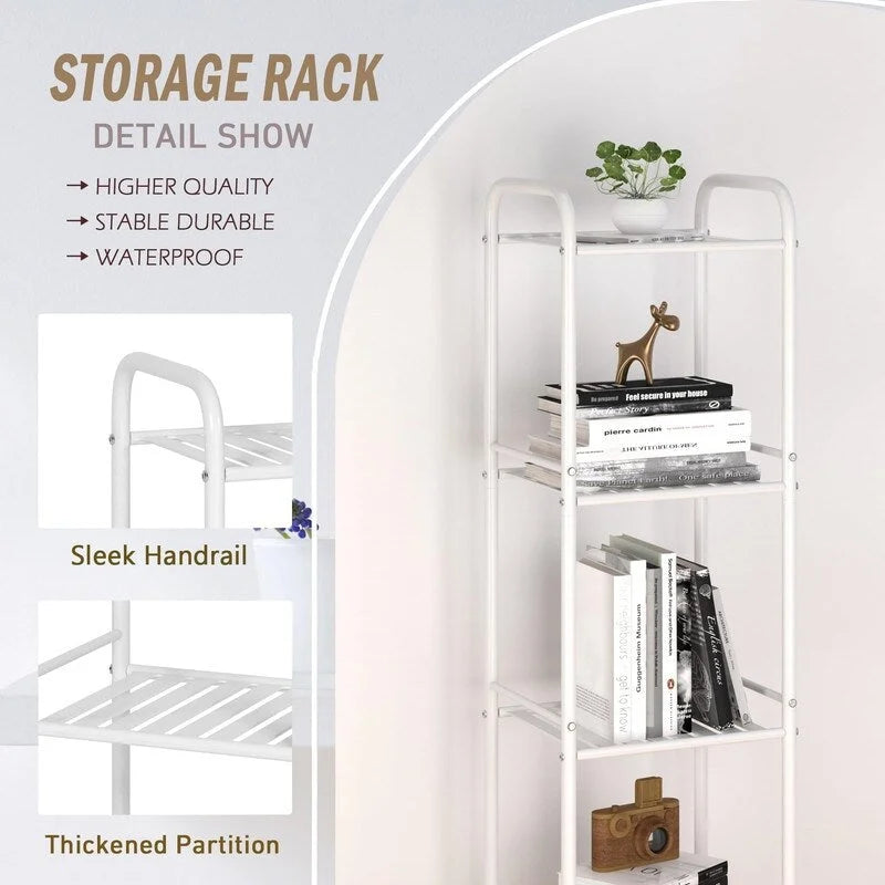 5 Tier Narrow Bathroom Shelving Unit - 13 D x 11 W x 54.7 H