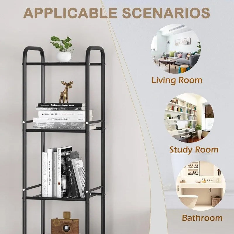5 Tier Narrow Bathroom Shelving Unit - 13 D x 11 W x 54.7 H