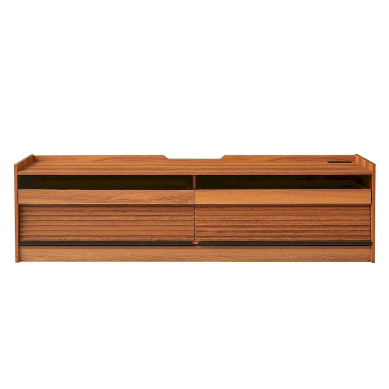 Modern TV Stand with Drawers Design and Built-in Charging Ports and Ambient LED Lighting