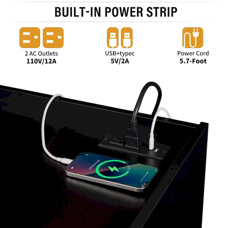 Modern TV Stand with Drawers Design and Built-in Charging Ports and Ambient LED Lighting