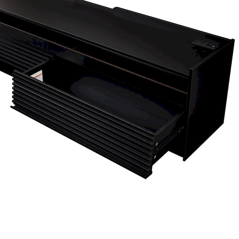 Modern TV Stand with Drawers Design and Built-in Charging Ports and Ambient LED Lighting