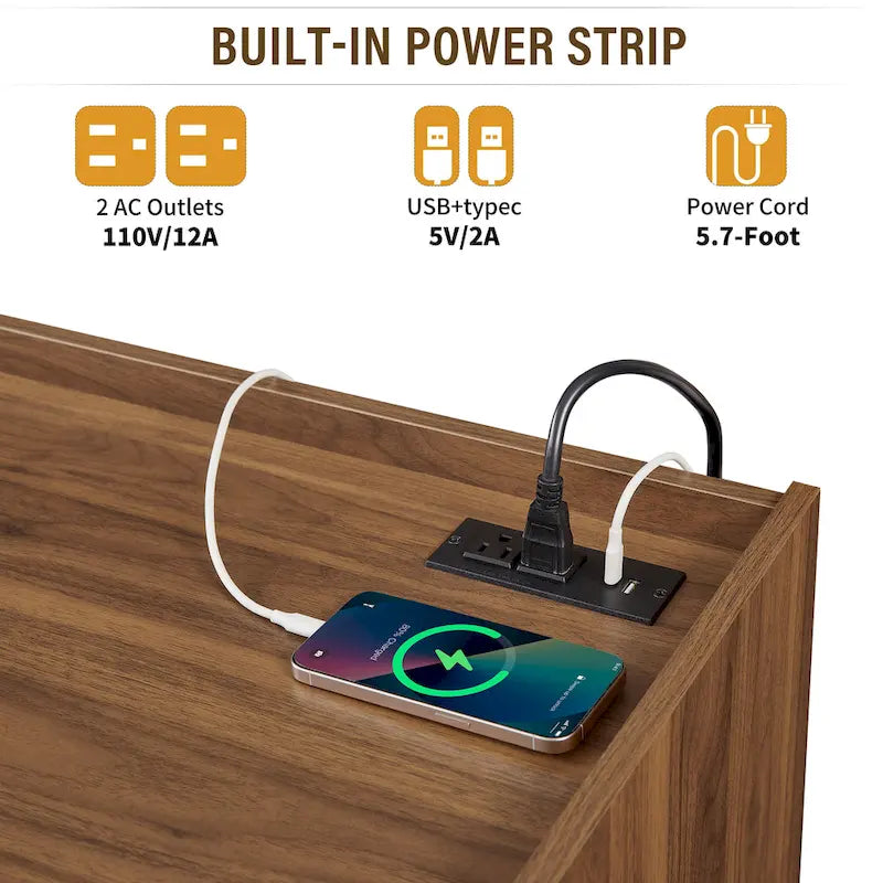 Modern TV Stand with Drawers Design and Built-in Charging Ports and Ambient LED Lighting