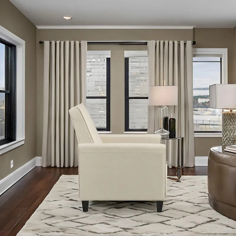 Pushback Recliner Chair  Compact Home Theater Seating with Armrests & Adjustable Footrest, Perfect for Small Spaces