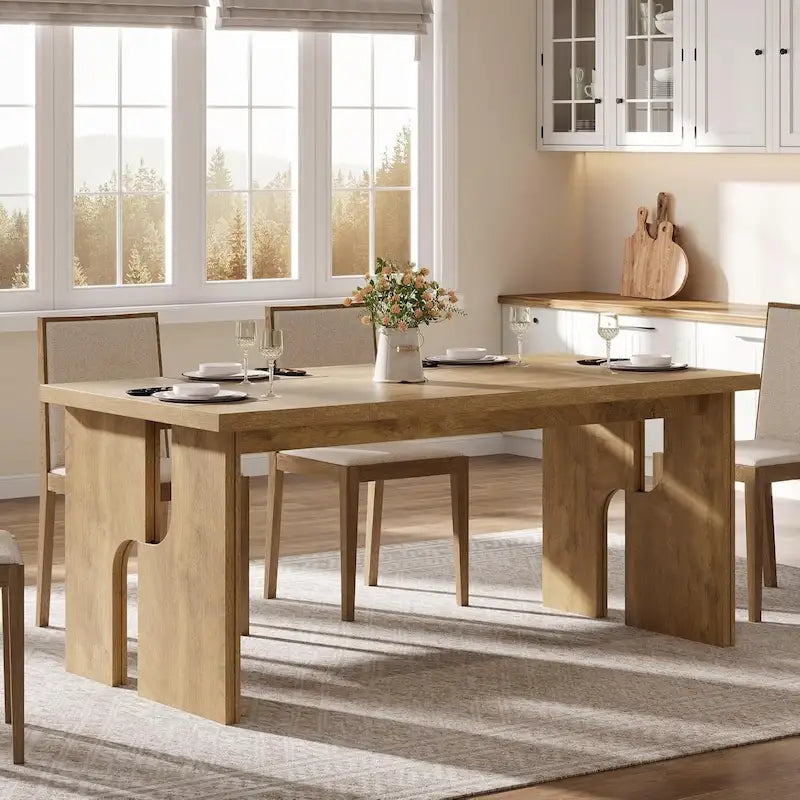 63  Dining Table Rectangle Kitchen Table with Modern Aesthetic Legs