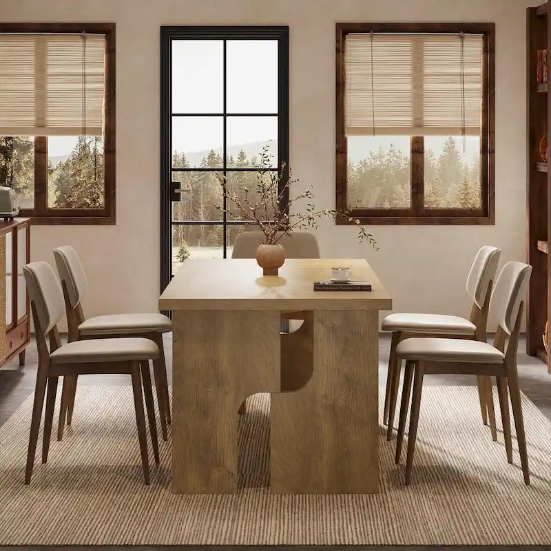 63  Dining Table Rectangle Kitchen Table with Modern Aesthetic Legs