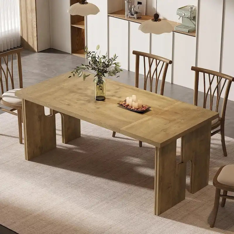 63  Dining Table Rectangle Kitchen Table with Modern Aesthetic Legs