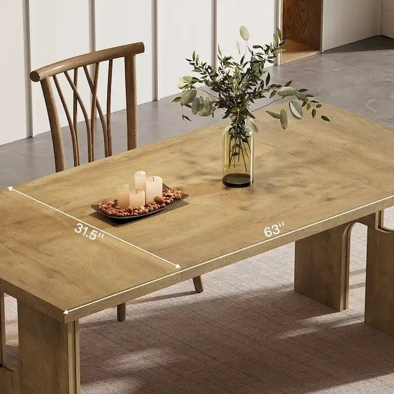 63  Dining Table Rectangle Kitchen Table with Modern Aesthetic Legs