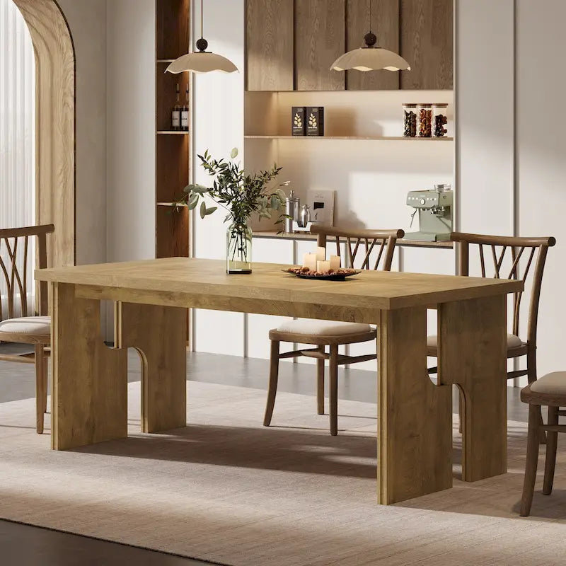 63  Dining Table Rectangle Kitchen Table with Modern Aesthetic Legs