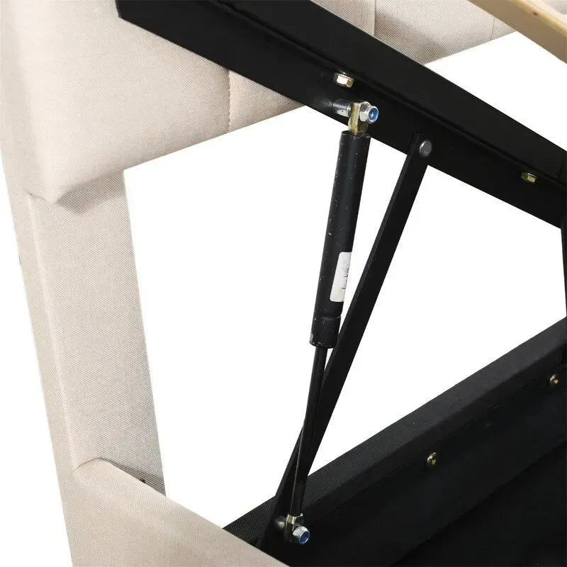 King Size Lift Up Storage Bed with Headboard and Underneath Storage, Upholstered Platform Bed with a Hydraulic Storage System