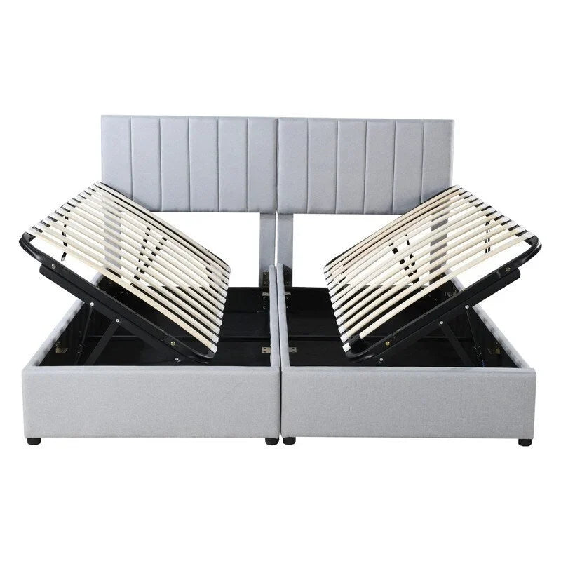 King Size Lift Up Storage Bed with Headboard and Underneath Storage, Upholstered Platform Bed with a Hydraulic Storage System