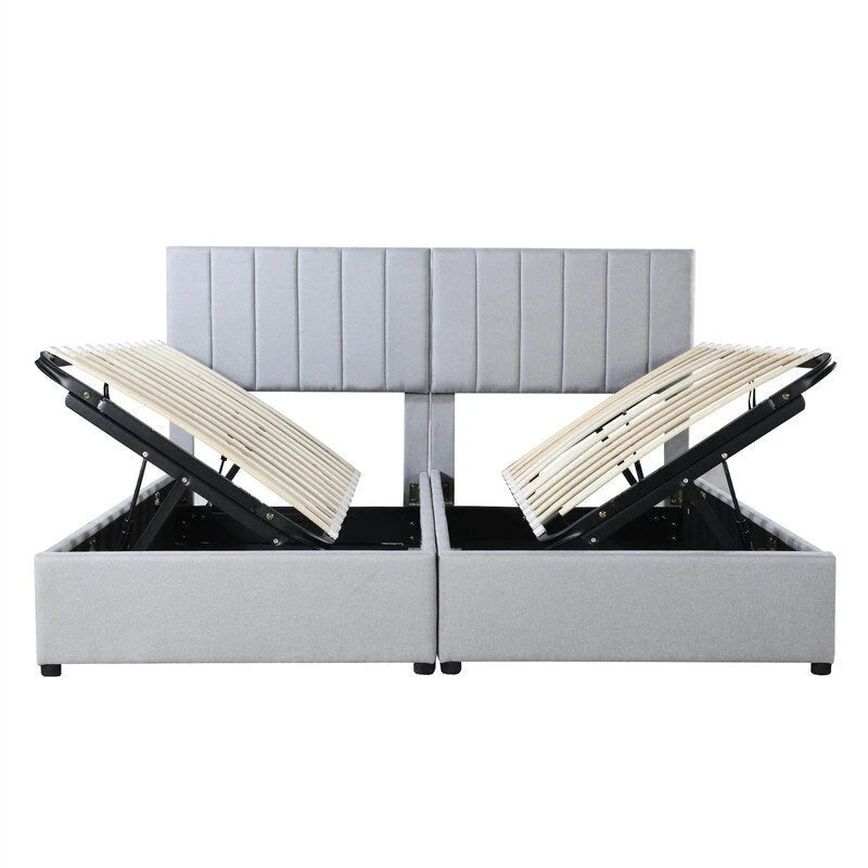 King Size Lift Up Storage Bed with Headboard and Underneath Storage, Upholstered Platform Bed with a Hydraulic Storage System