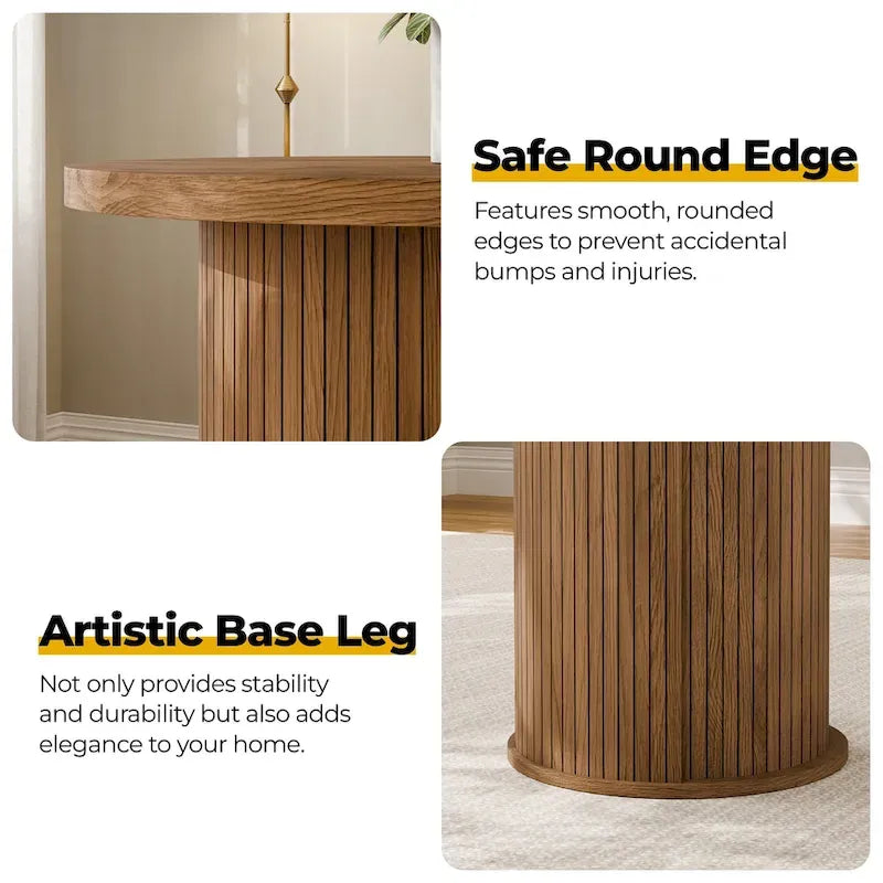 Small Tambour Dining Table with Three-Layer Storage Shelf, 36  Tall Round Bar Table - N/A