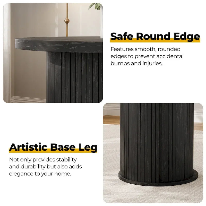 Small Tambour Dining Table with Three-Layer Storage Shelf, 36  Tall Round Bar Table - N/A