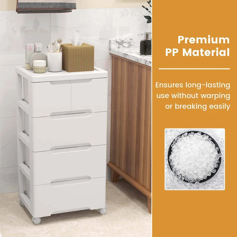 Costway 1 PCS 5-Drawer Plastic Rolling Storage Cart with 4 Universal - See Details