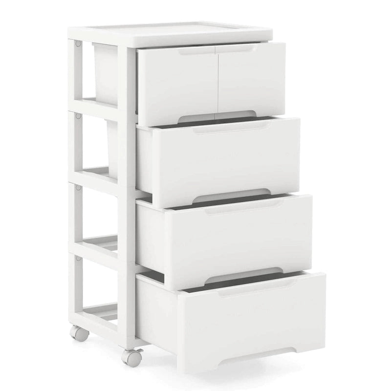 Costway 1 PCS 5-Drawer Plastic Rolling Storage Cart with 4 Universal - See Details