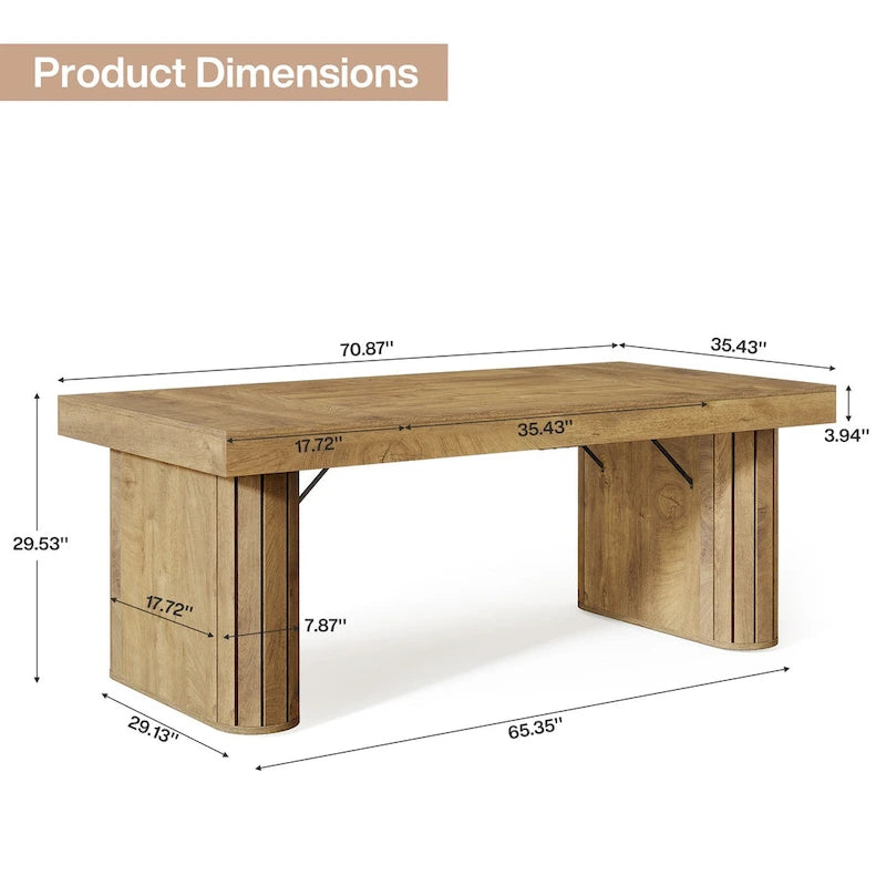 70.9  Executive Desk, Farmhouse Computer Desk, Large Workstation for Home Office, Brown