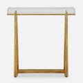 Thick Crystal Top End Accent Table - 24  - Antique Gold