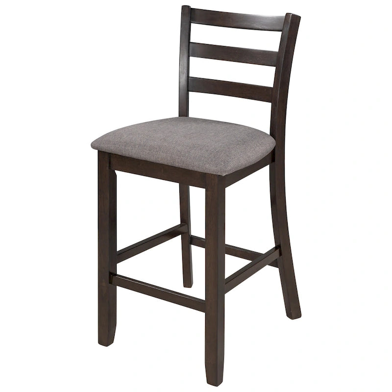 5-Piece Wooden Counter Height Dining Set Kitchen Bar Dining Table Sets with Padded Chairs and Storage Shelving for Kitchen