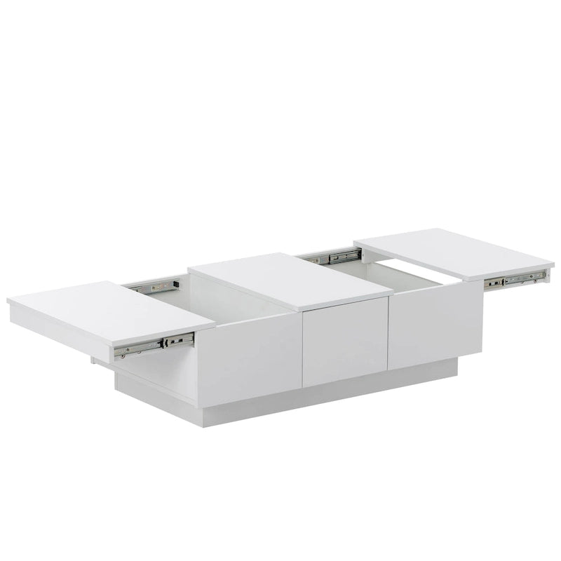 Modern Stylish Coffee Table Extendable Coffee Table with 2 Large Storage Compartments 2 Drawers, for Living Room
