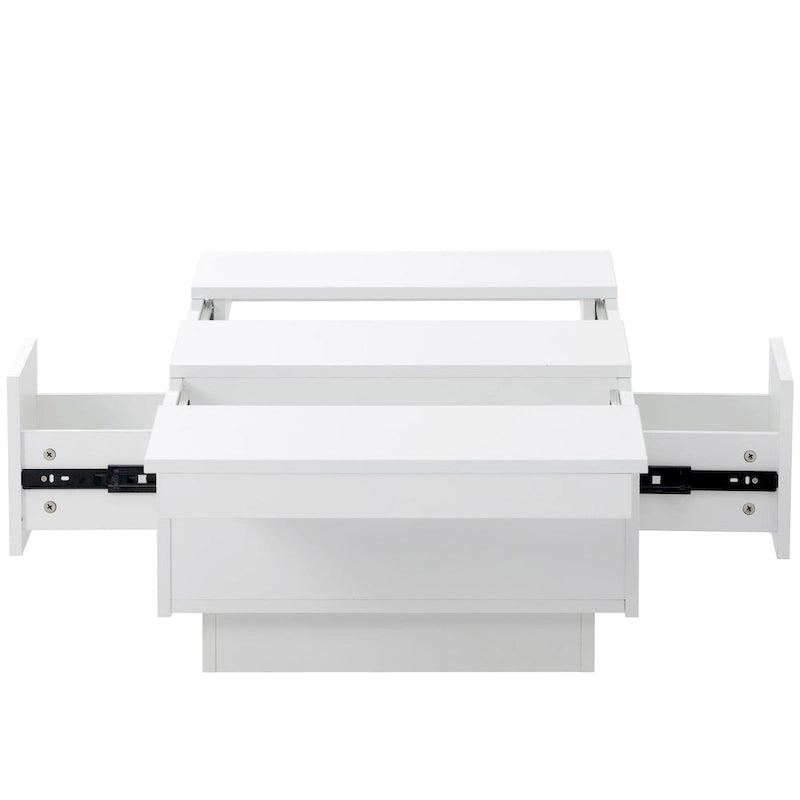 Modern Stylish Coffee Table Extendable Coffee Table with 2 Large Storage Compartments 2 Drawers, for Living Room