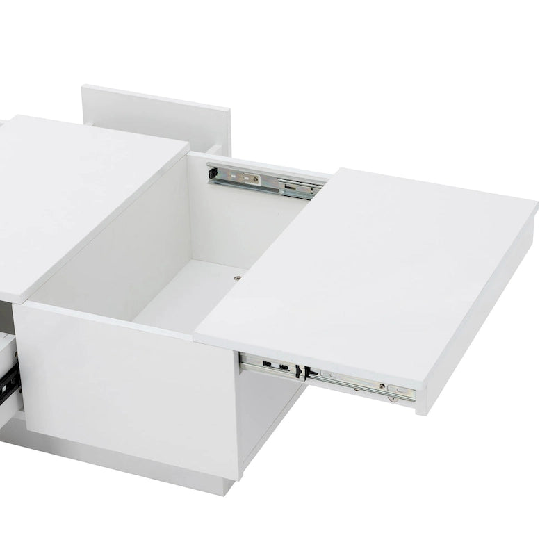 Modern Stylish Coffee Table Extendable Coffee Table with 2 Large Storage Compartments 2 Drawers, for Living Room
