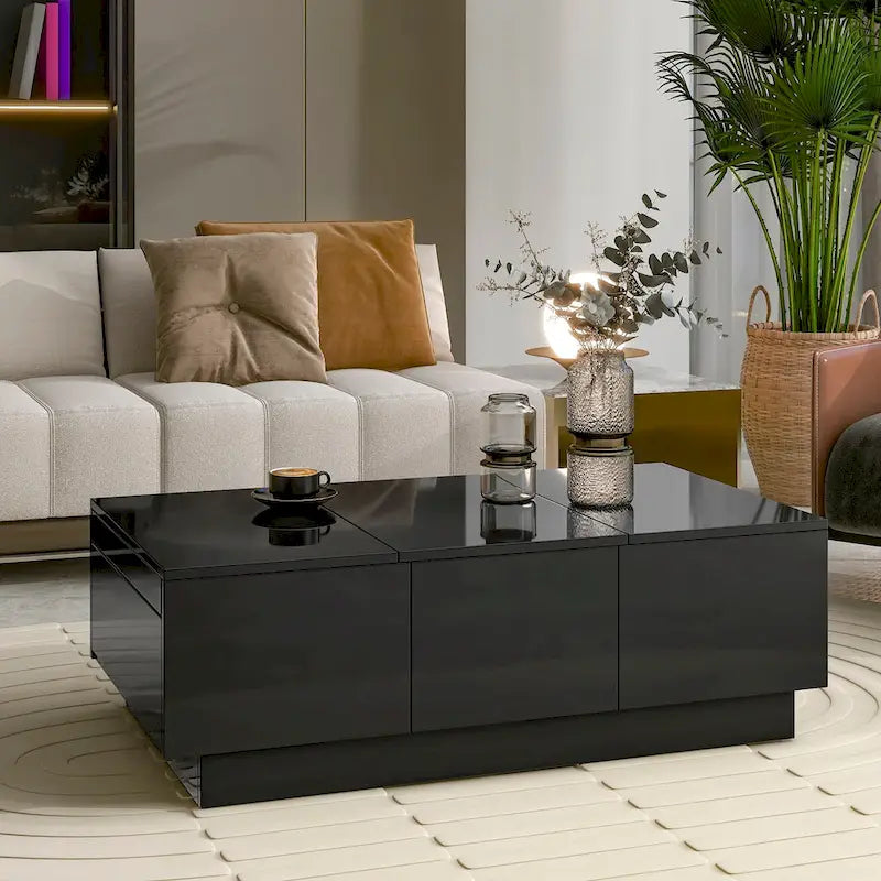 Modern Stylish Coffee Table Extendable Coffee Table with 2 Large Storage Compartments 2 Drawers, for Living Room