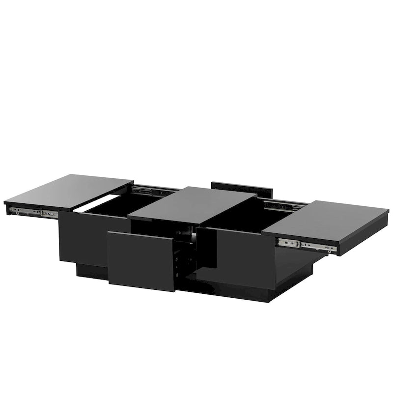 Modern Stylish Coffee Table Extendable Coffee Table with 2 Large Storage Compartments 2 Drawers, for Living Room