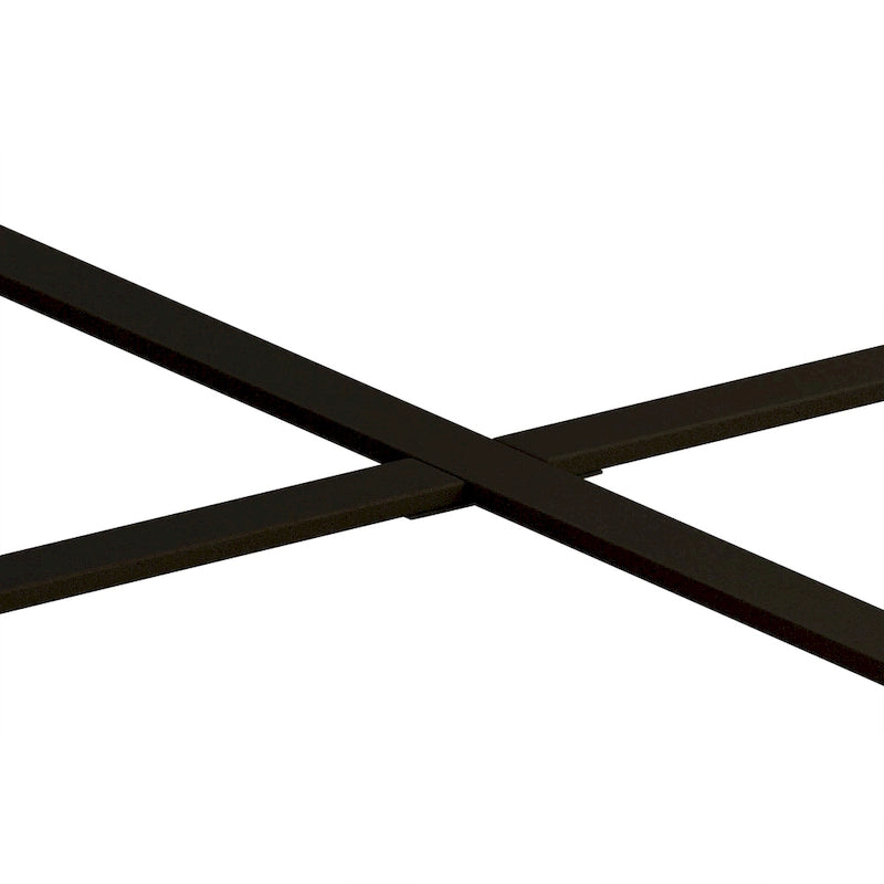 Modern Retro Stitching Round Coffee Table With Fir Wood Tabletop Black Cross Leg Base, for Living Room