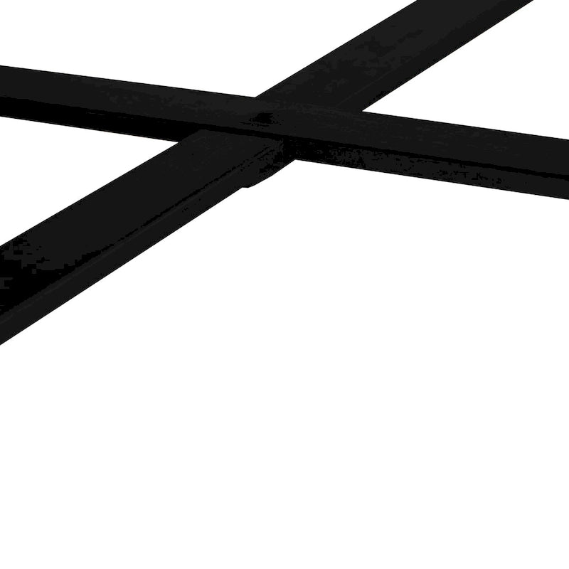 Modern Retro Stitching Round Coffee Table With Fir Wood Tabletop Black Cross Leg Base, for Living Room