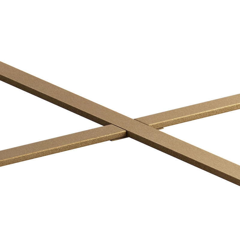 Modern Retro Stitching Round Coffee Table With Fir Wood Tabletop Black Cross Leg Base, for Living Room