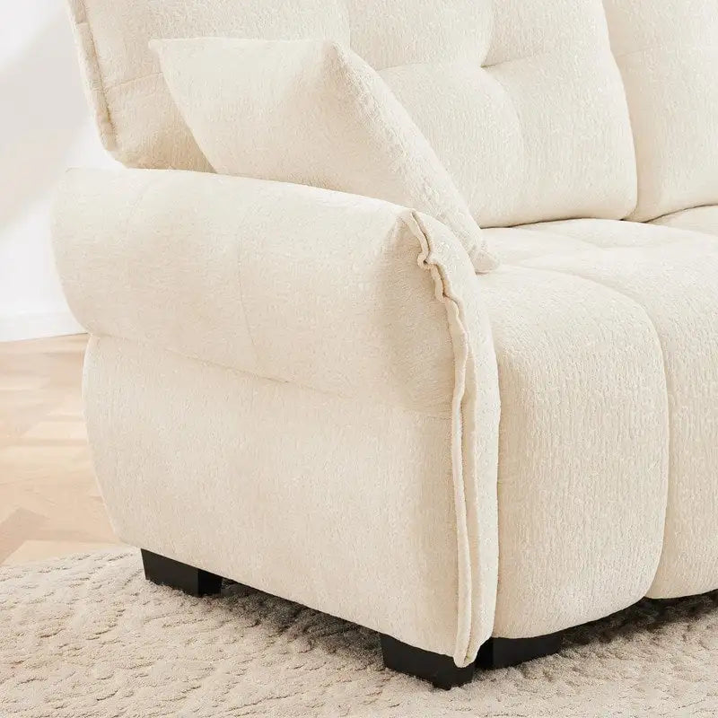 110.2  Chenille 3 Seater Upholstered Sofa, 2 Ottoman