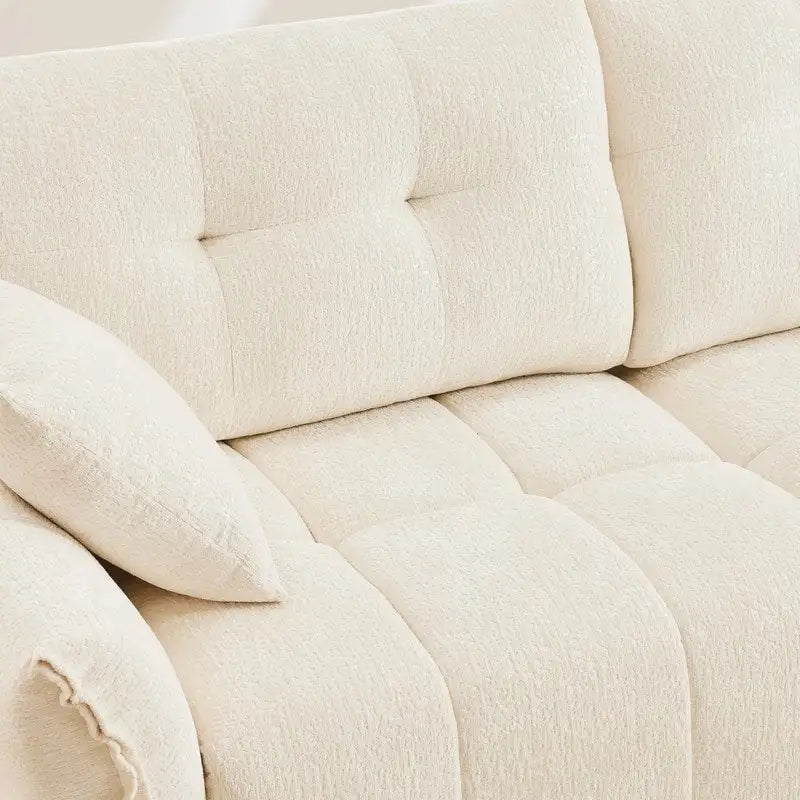 110.2  Chenille 3 Seater Upholstered Sofa, 2 Ottoman