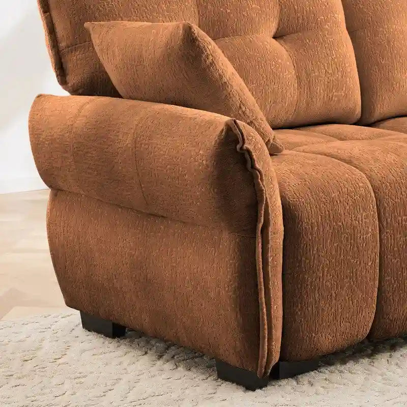 110.2  Chenille 3 Seater Upholstered Sofa, 2 Ottoman