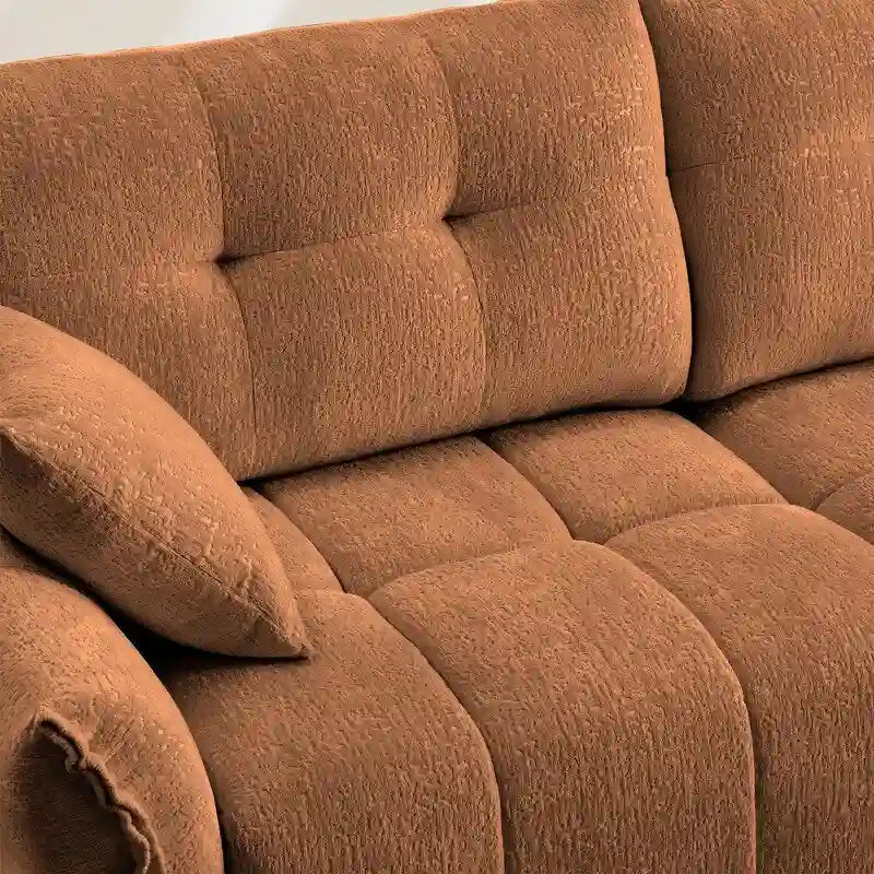 110.2  Chenille 3 Seater Upholstered Sofa, 2 Ottoman