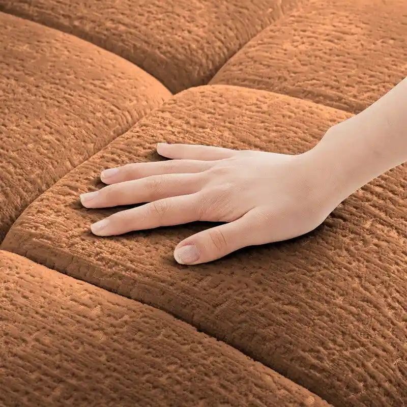 110.2  Chenille 3 Seater Upholstered Sofa, 2 Ottoman