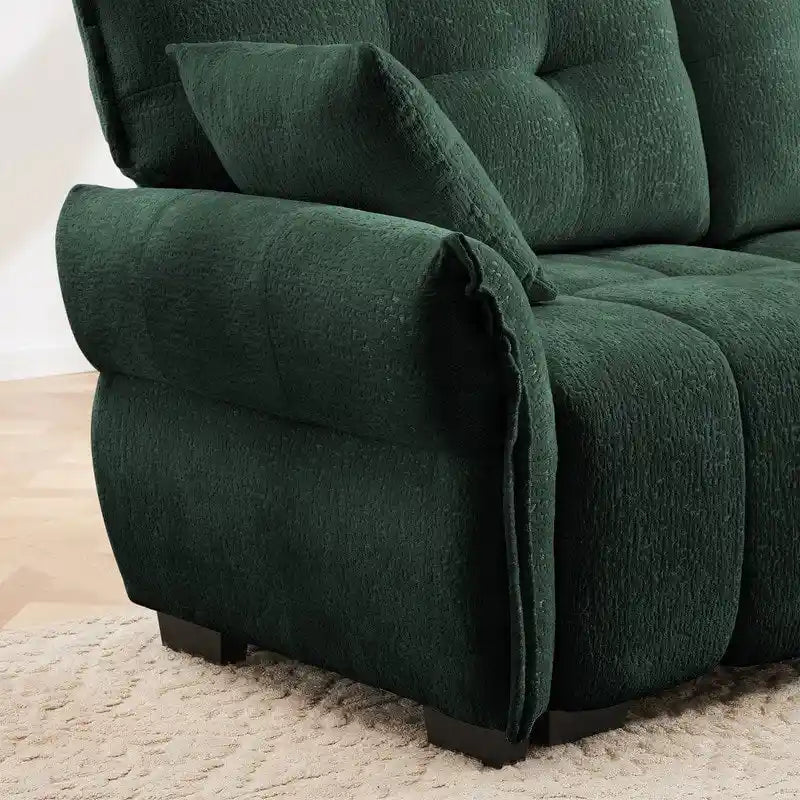 110.2  Chenille 3 Seater Upholstered Sofa, 2 Ottoman