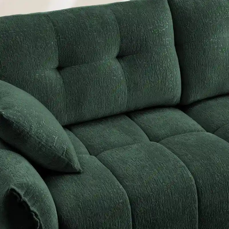 110.2  Chenille 3 Seater Upholstered Sofa, 2 Ottoman