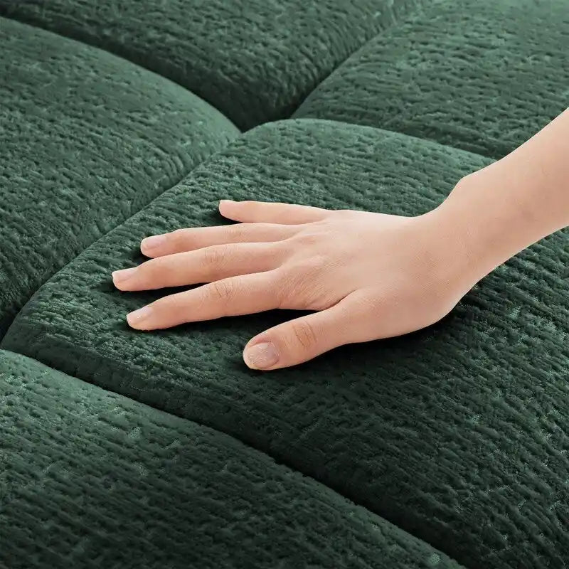 110.2  Chenille 3 Seater Upholstered Sofa, 2 Ottoman