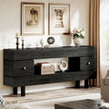 Table console de 180 cm avec tiroirs de rangement, table d'entrée rustique à 2 niveaux avec étagère de présentation