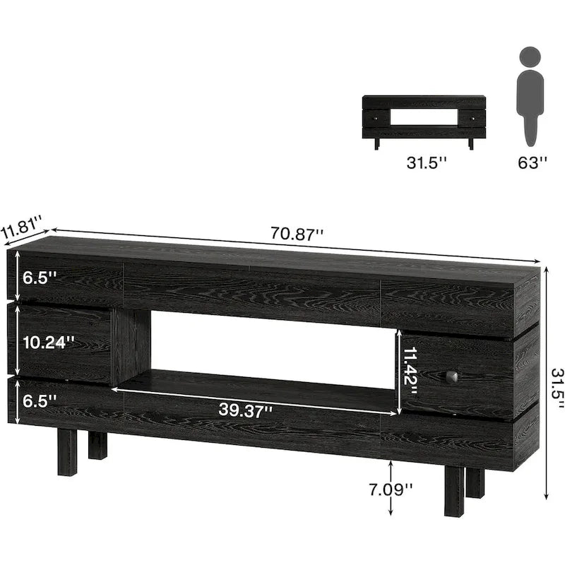 Table console de 180 cm avec tiroirs de rangement, table d'entrée rustique à 2 niveaux avec étagère de présentation