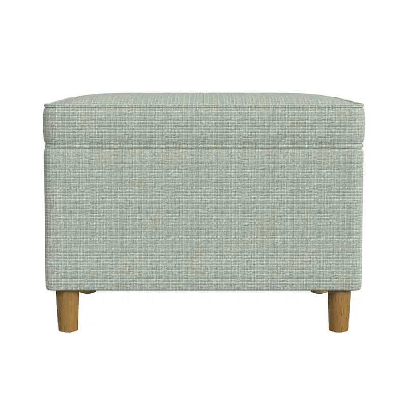 Fero Storage Ottoman, 24 Inch Rectangular Hinged Lid, Sage Green Woven